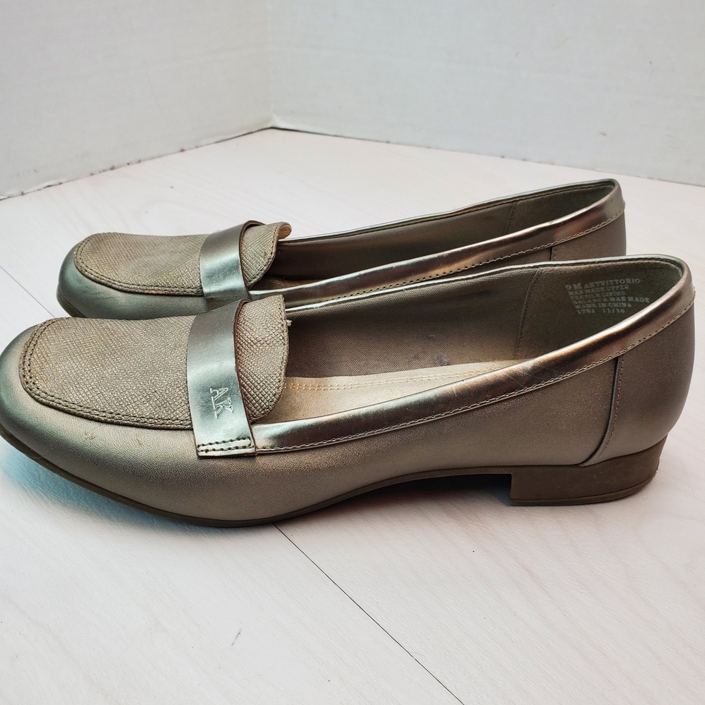 Anne Klein AK Flex Women's Size 9M Metallic Gold Loafers Dress Shoes - Picture 3 of 16